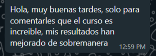 Mensaje: mis resultados han mejorado de sobremanera